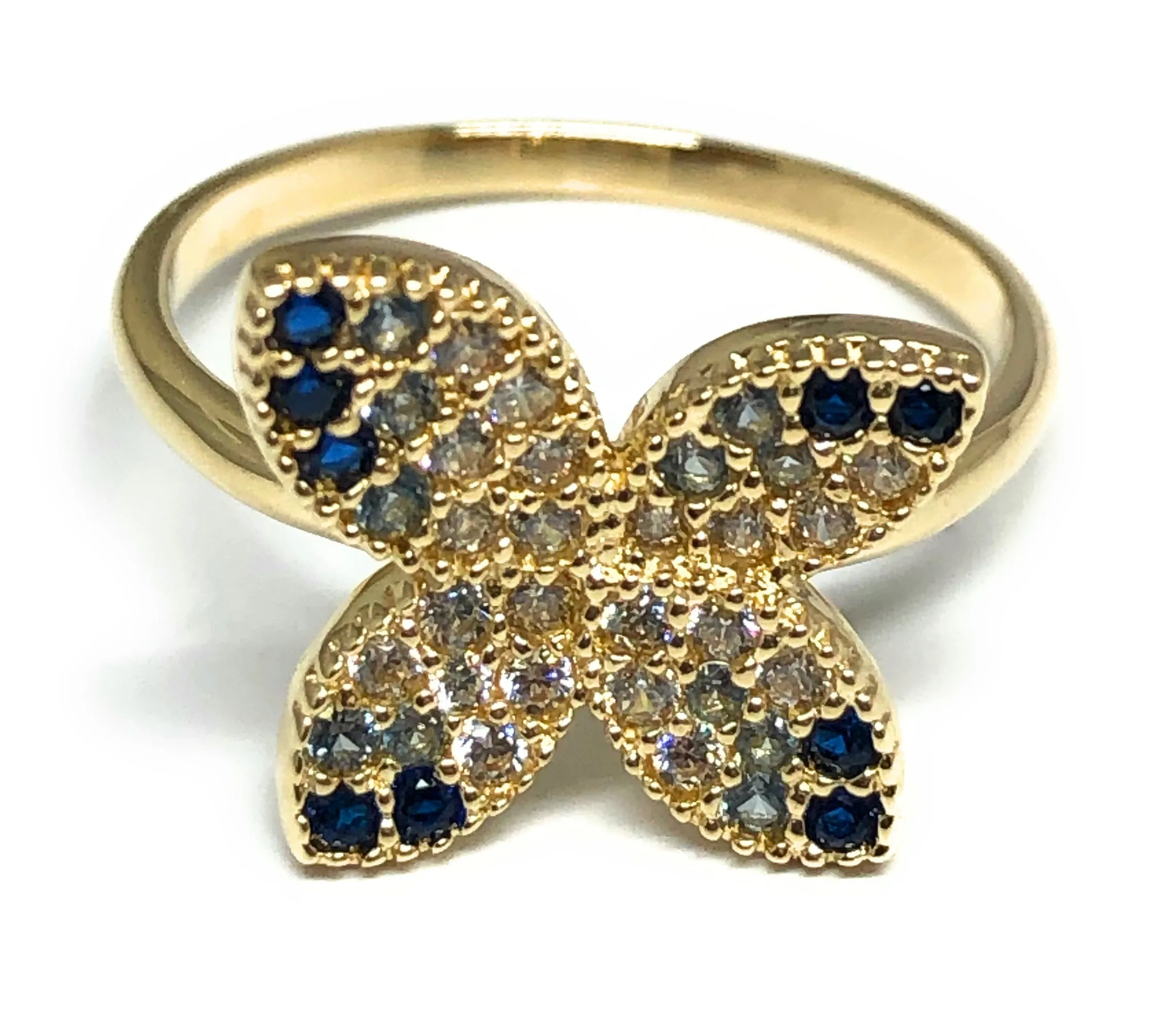 10k Solid Gold Yellow CZ Butterfly Ring (FC 62)