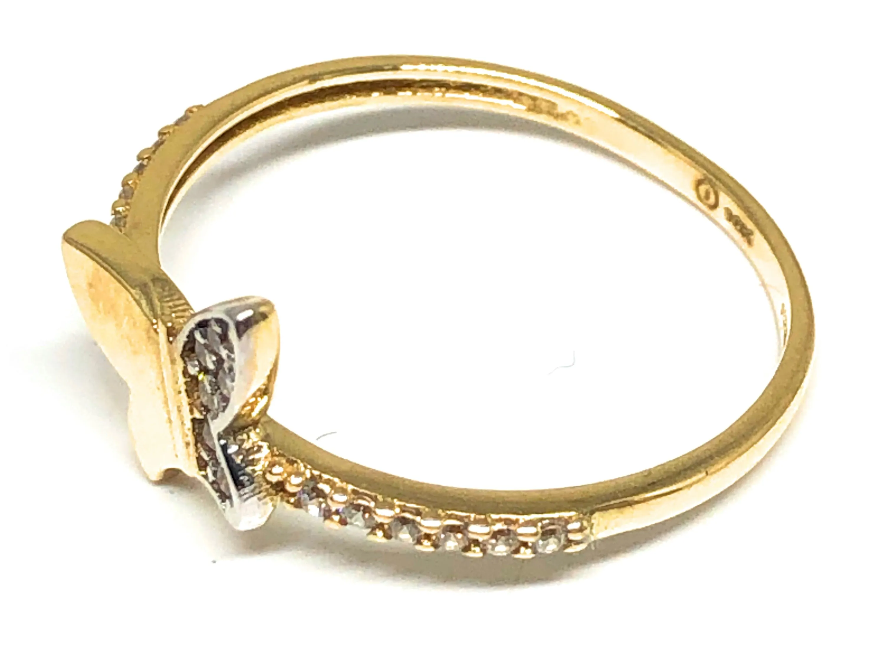 10k Solid Gold Yellow CZ Butterfly Ring