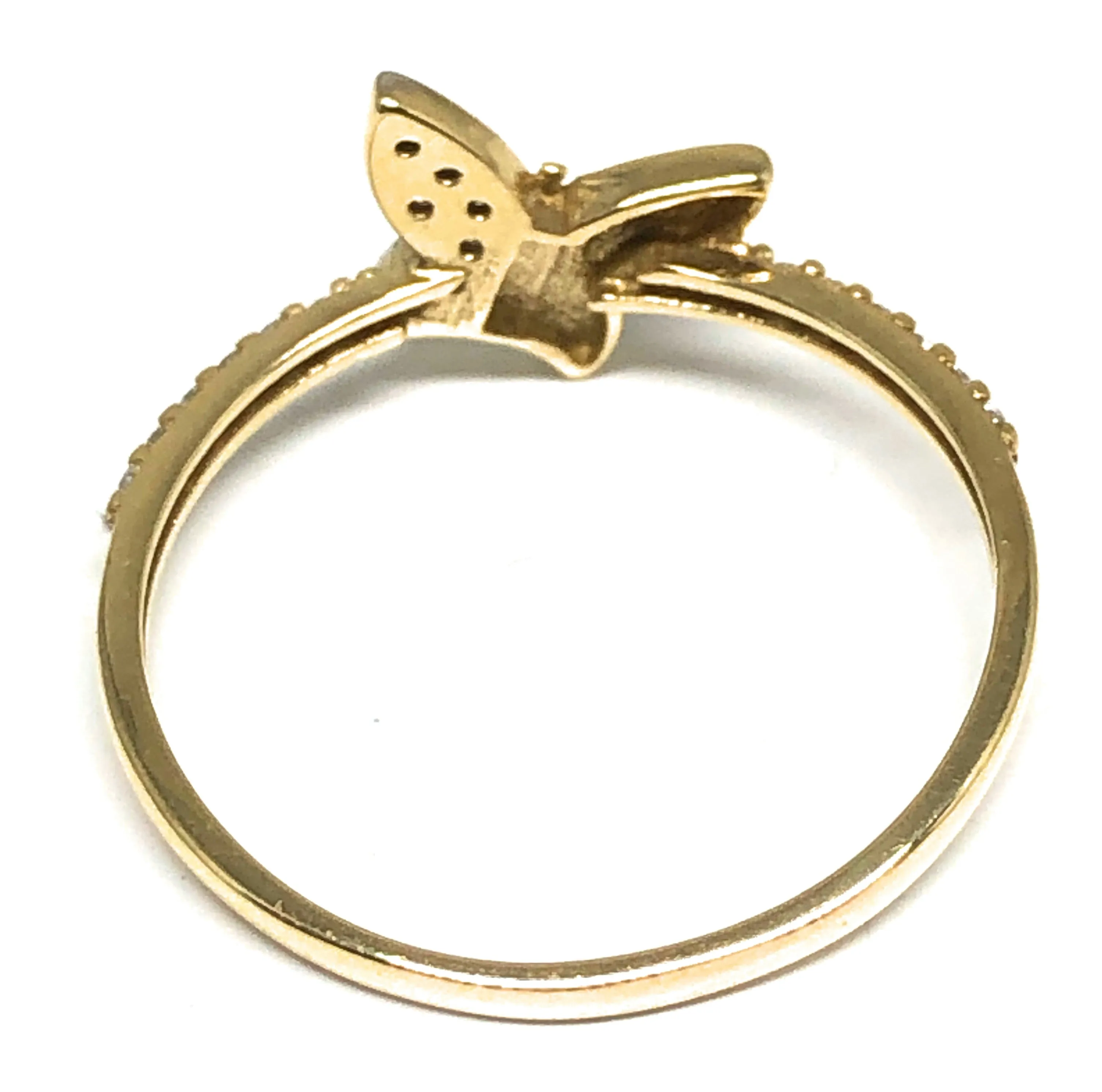 10k Solid Gold Yellow CZ Butterfly Ring