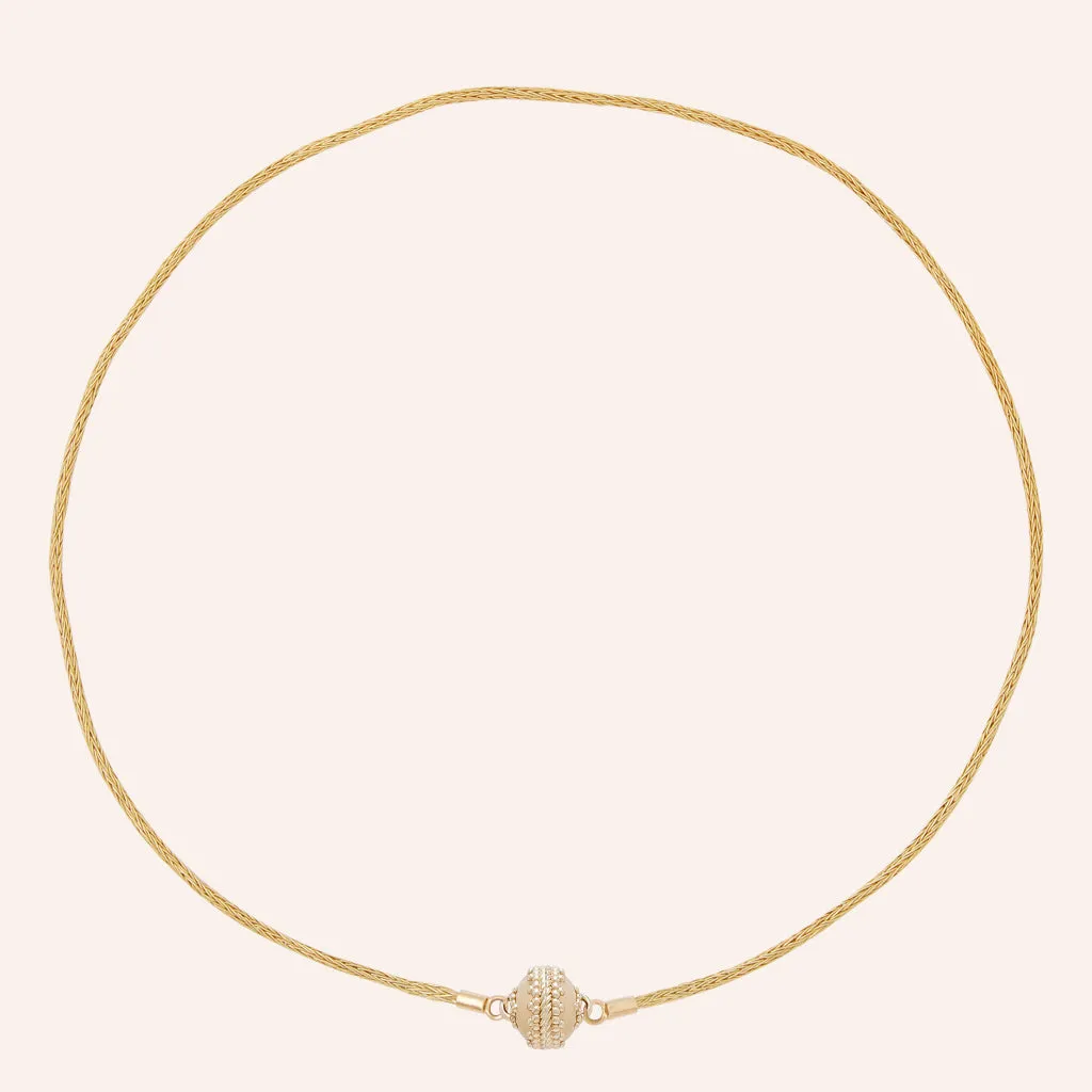 18K Gold Woven Chain Mini Necklace