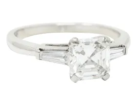 1950's Mid-Century 1.24 CTW Asscher Diamond Platinum Engagement Ring GIA
