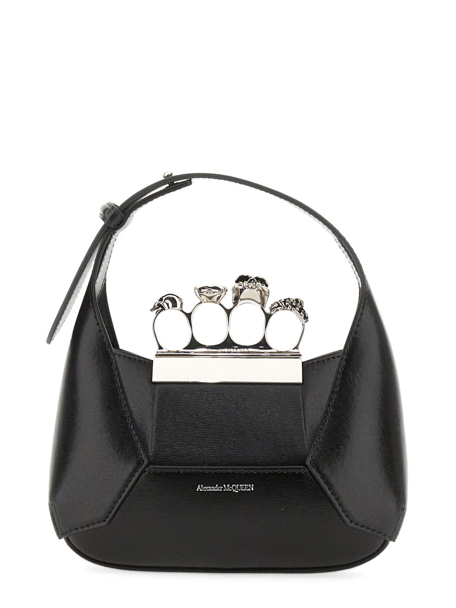 ALEXANDER McQUEEN    MINI JEWELLED LEATHER HOBO BAG