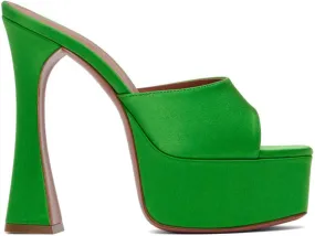 Amina Muaddi Green Dalida Plateau Heeled Sandals