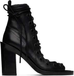 Ann Demeulemeester Black Lace-Up Heeled Sandals