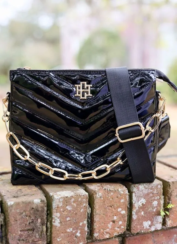 Ariana Crossbody Black V Patent