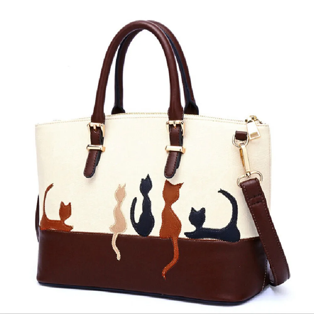 Arrive shoulder bags for women Cat Pattern pu Leather Vintage Messenger Bag Crossbody Bags luxury hbags