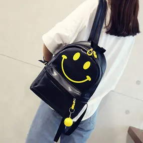 Backpack School Bags For Teenage Girls Women PU Leather Emoji Print Travel Satchel Backpacks mochilas mujer