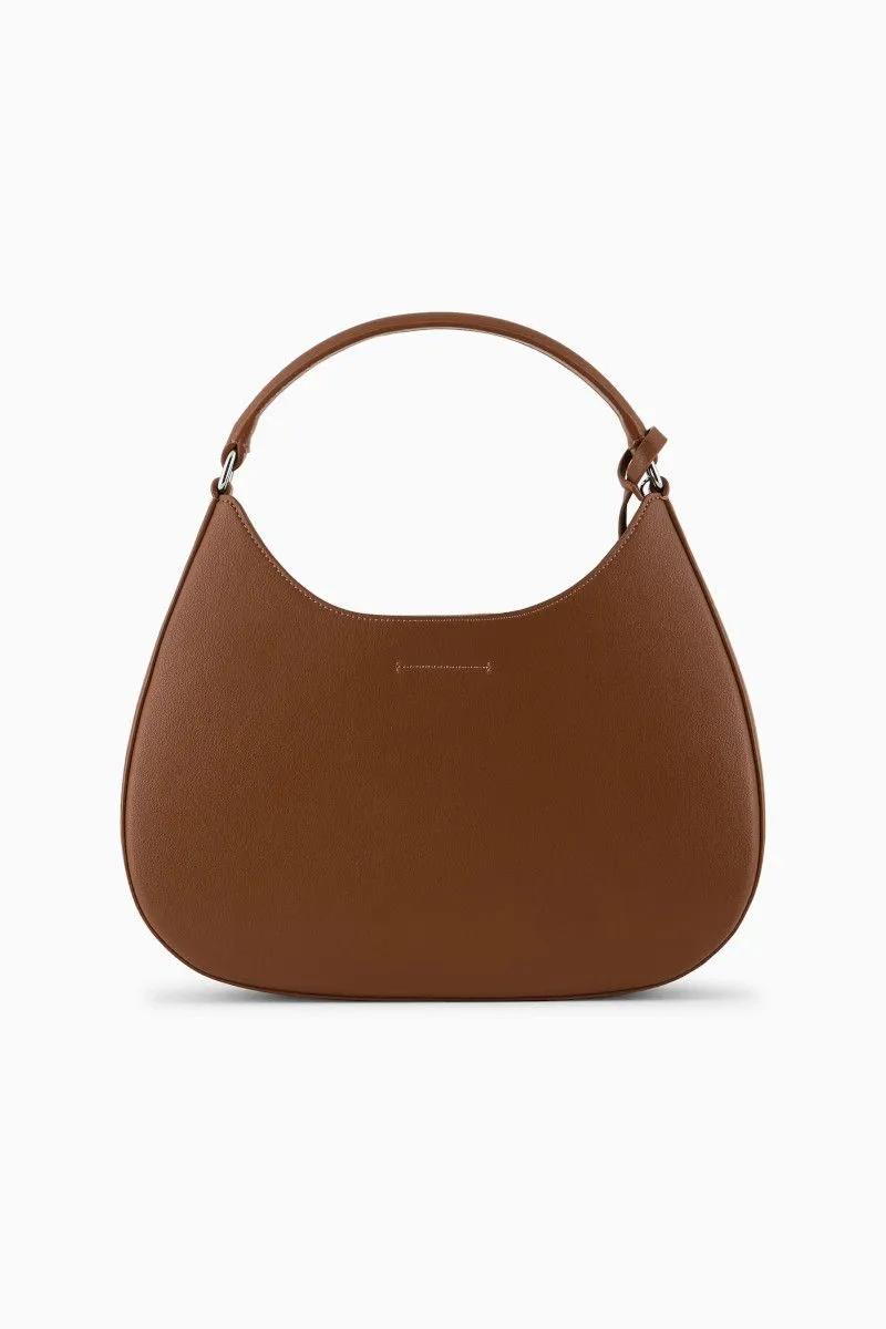 Borsa hobo in pelle riciclata micro granata donna Marrone