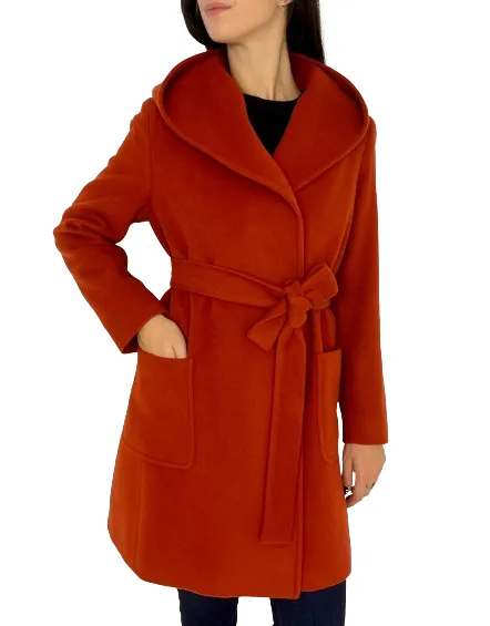 CAPPOTTO DONNA ARANCIO CON CINTURA