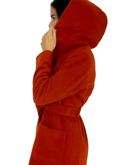 CAPPOTTO DONNA ARANCIO CON CINTURA