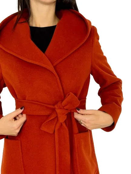 CAPPOTTO DONNA ARANCIO CON CINTURA