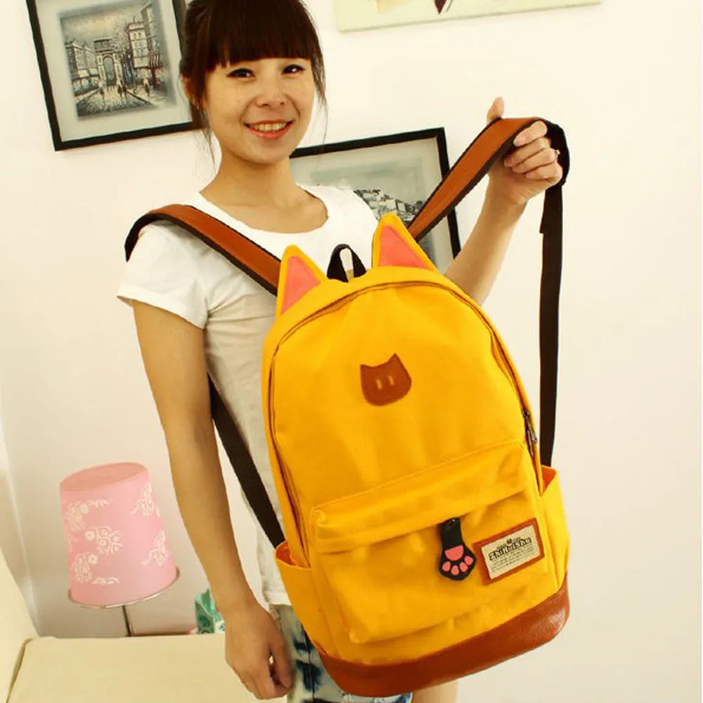 Cat Backpack Women Canvas Printing School backpack For Girls Bag Backpacks Women Bag