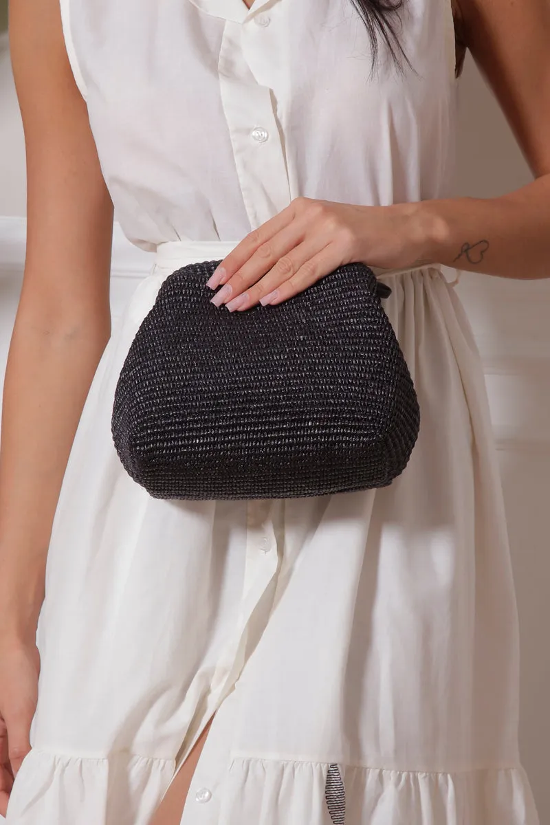 Clutch In Rafia Nero