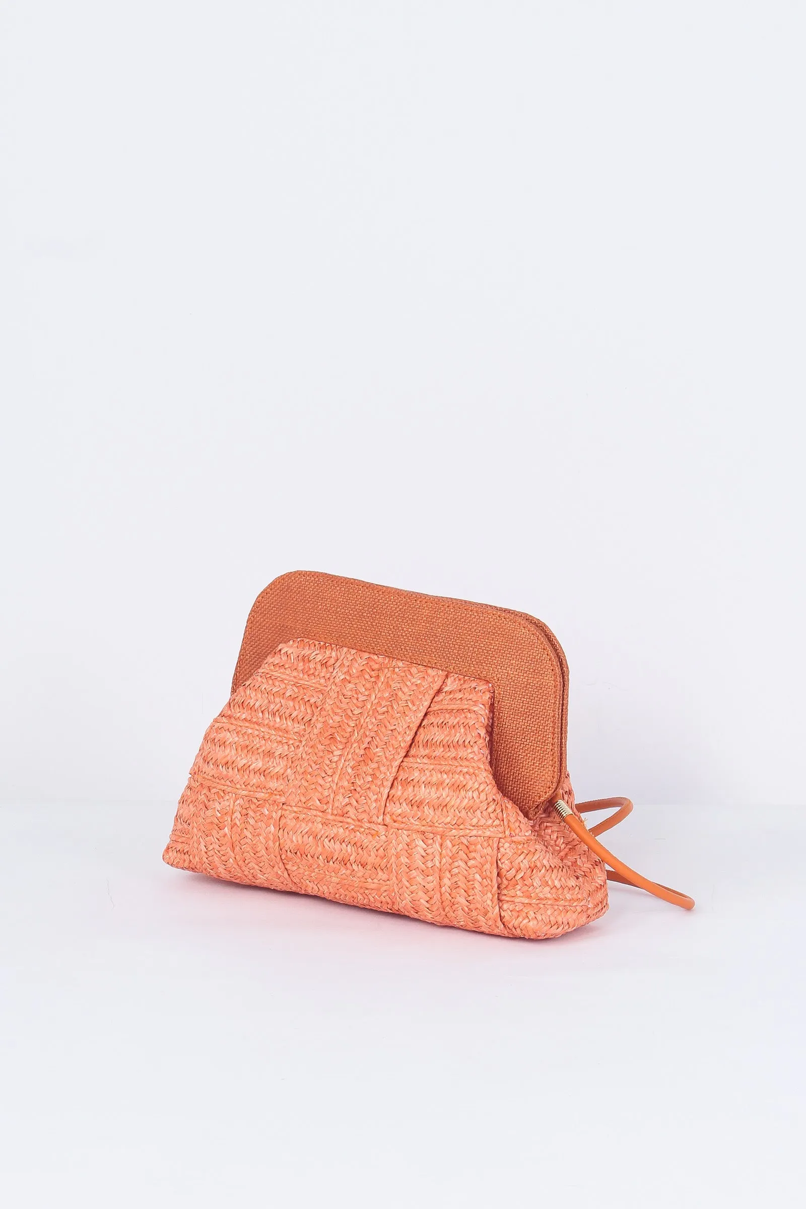 Clutch Rafia Intreccio Arancione