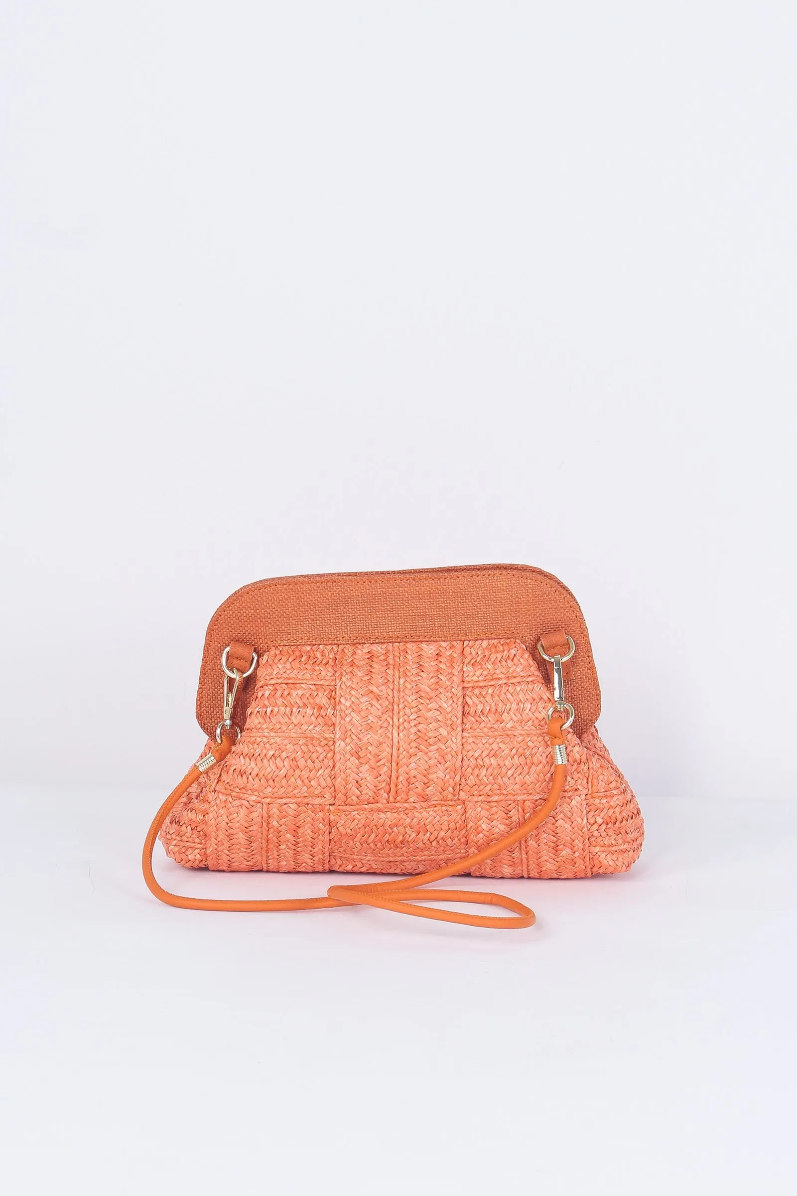 Clutch Rafia Intreccio Arancione