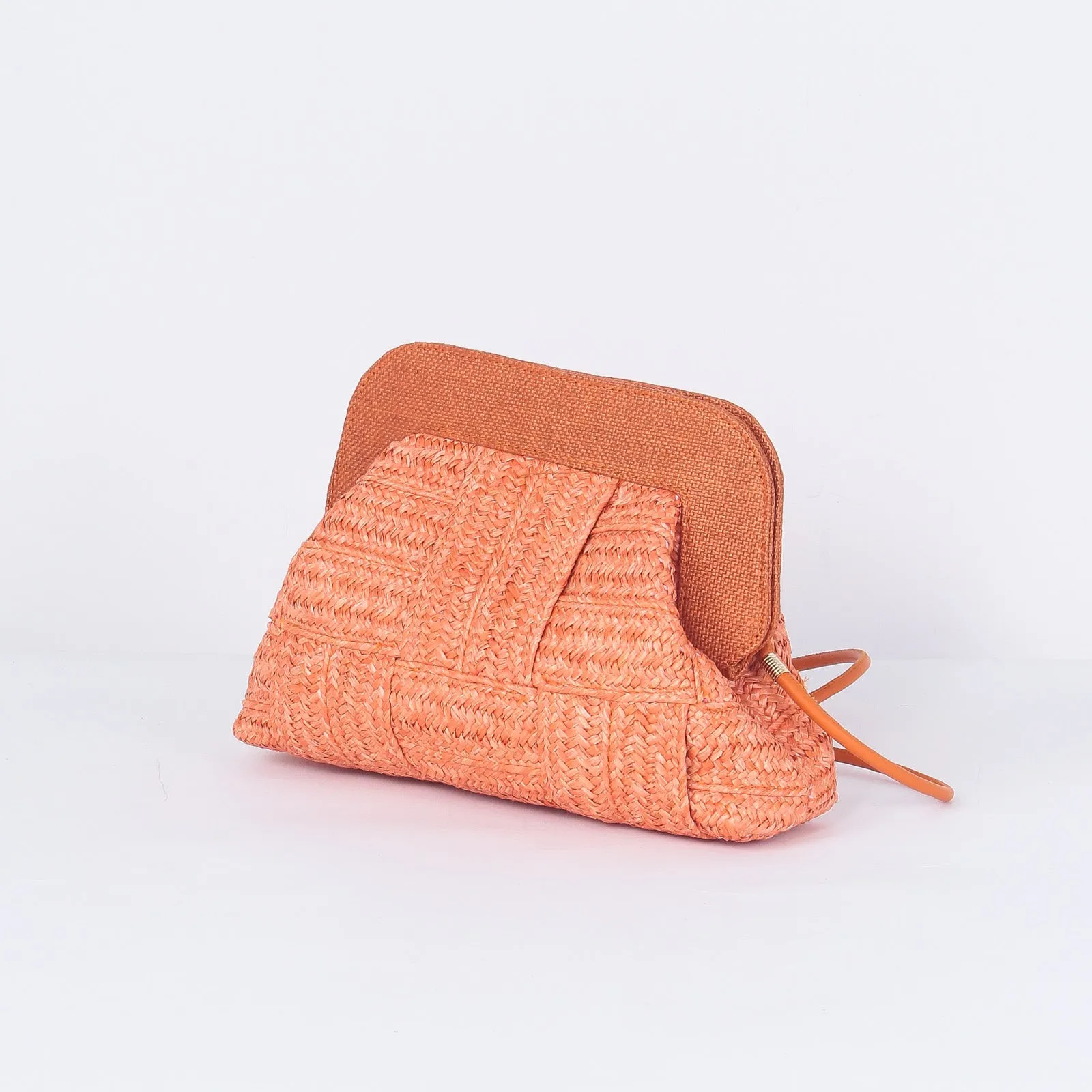 Clutch Rafia Intreccio Arancione