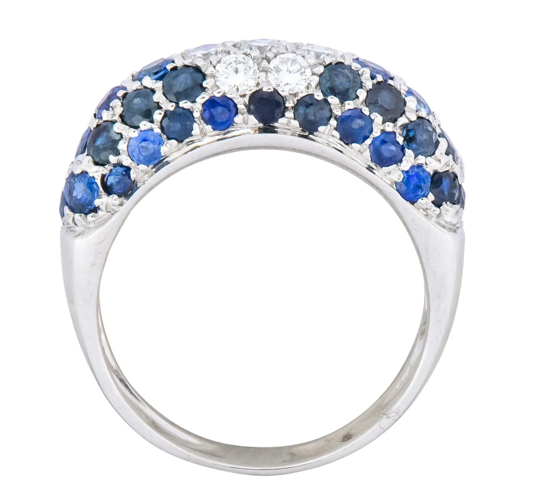 Contemporary Italian 3.85 CTW Diamond Sapphire 18 Karat White Gold Ring