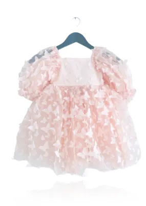 DOLLY by Le Petit Tom  ALLOVER BUTTERFLIES BABYDOLL DRESS dollypink