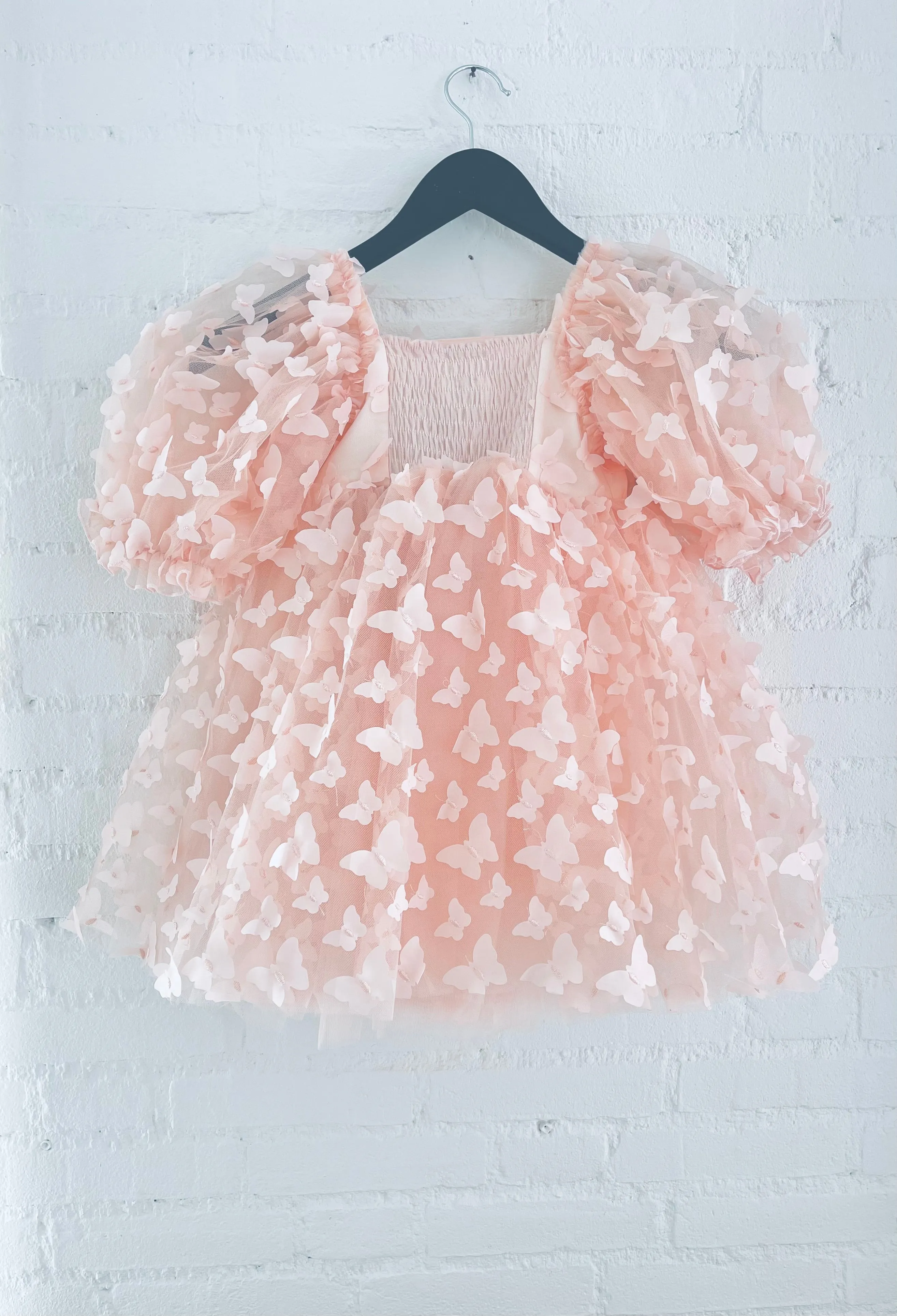 DOLLY by Le Petit Tom  ALLOVER BUTTERFLIES BABYDOLL DRESS dollypink