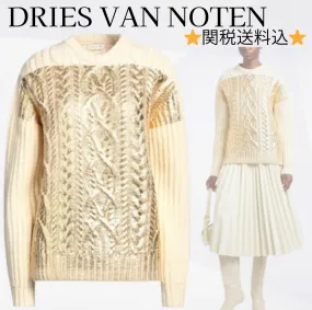 Dries Van Noten  |Crew Neck Wool Long Sleeves Plain Elegant Style