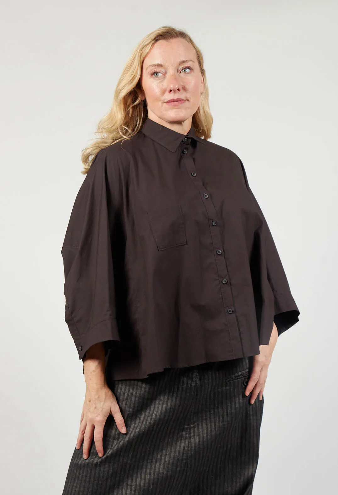 Drop Shoulder Shirt in Espresso