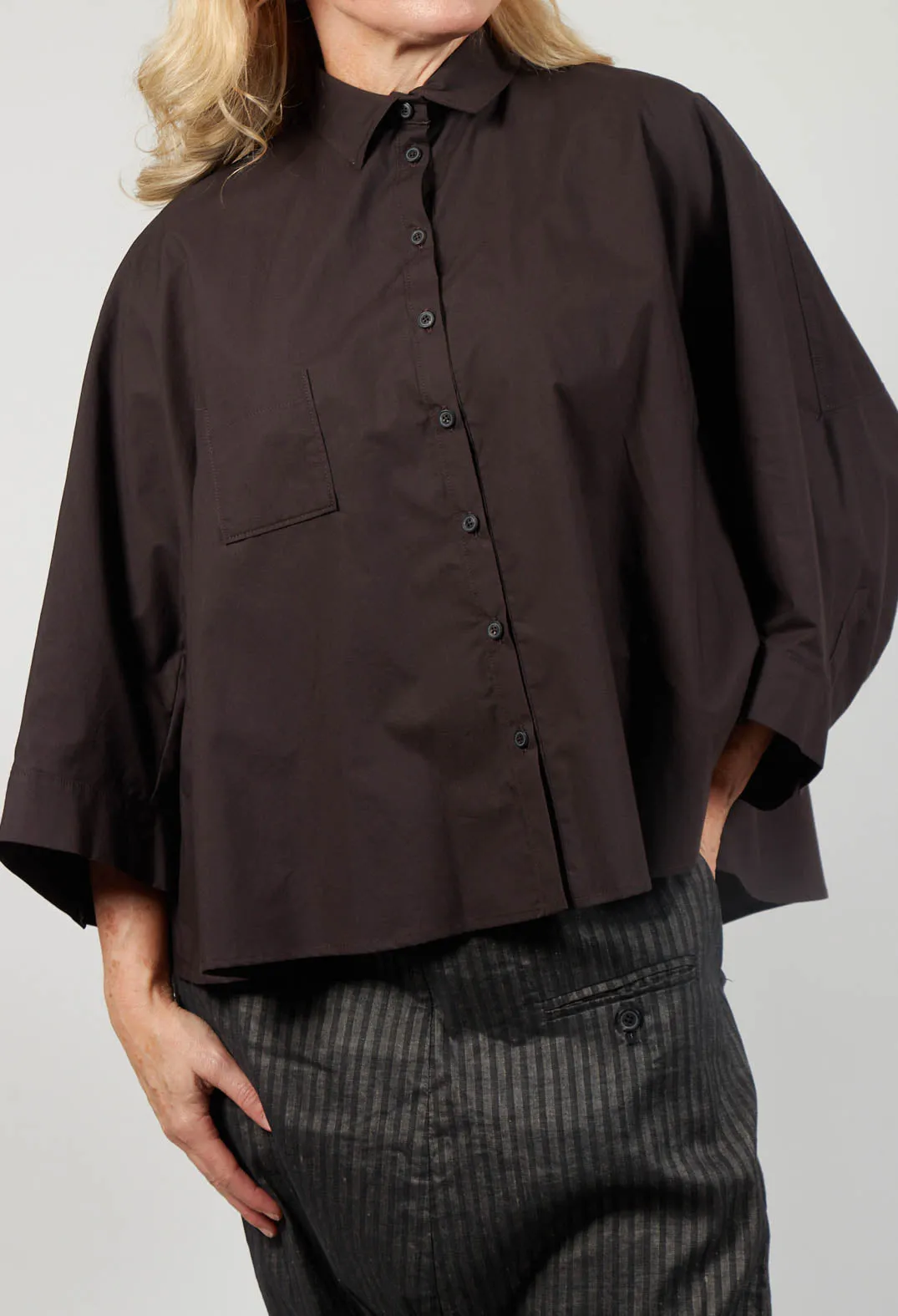 Drop Shoulder Shirt in Espresso