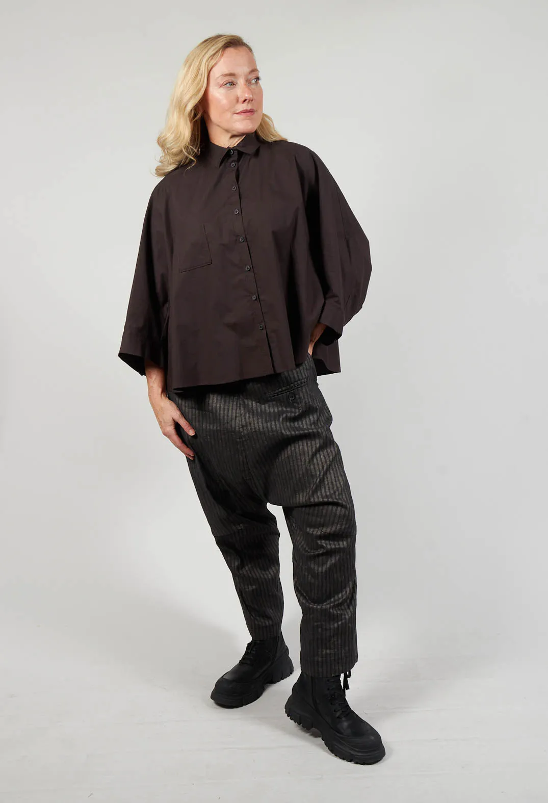 Drop Shoulder Shirt in Espresso