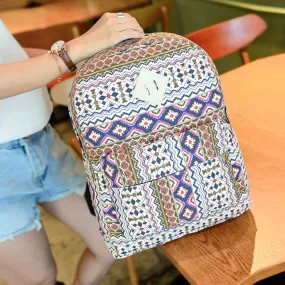 Ethnic style canvas school bags women clutch famous designer backpack Mochila Feminina