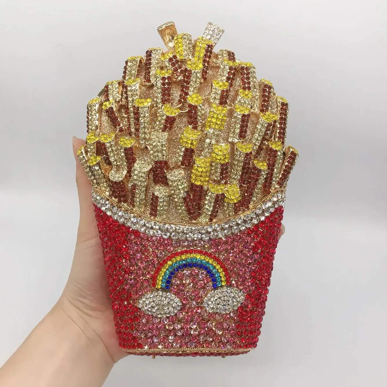 French Fry Shaped Rhinestone Clutch