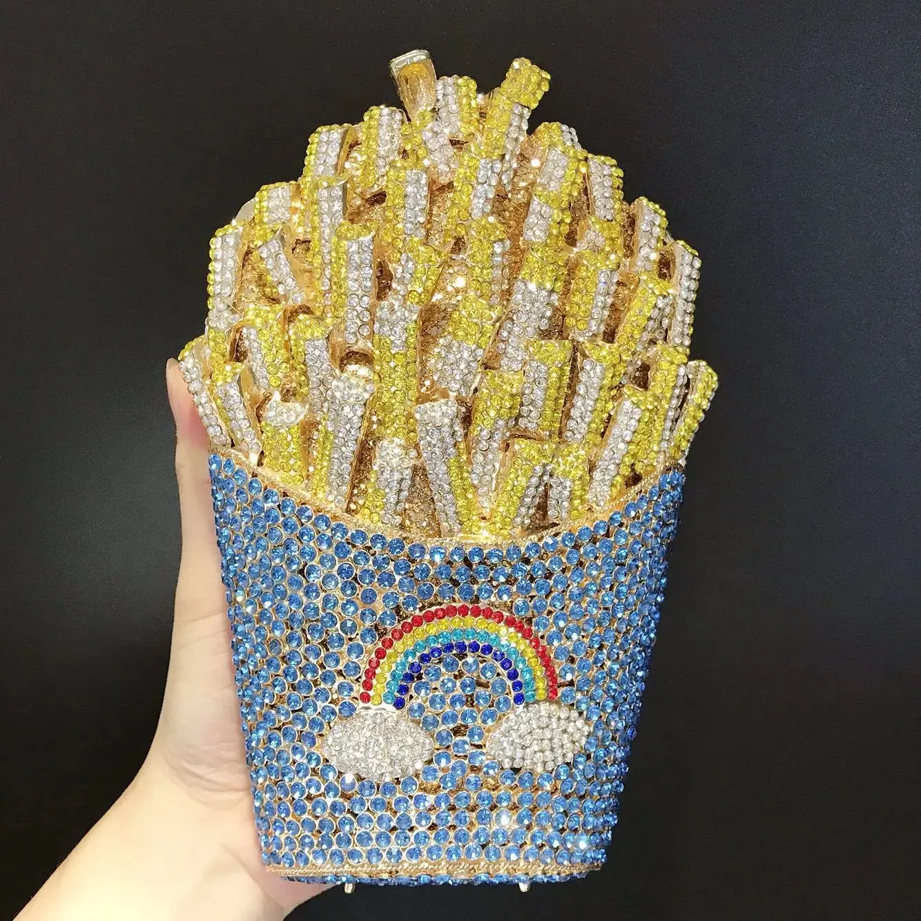 French Fry Shaped Rhinestone Clutch