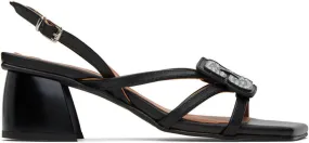 GANNI Black Butterfly Strass Heeled Sandals