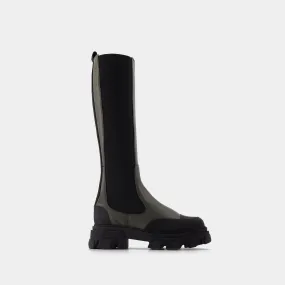 Ganni  Khaki Leather Boots