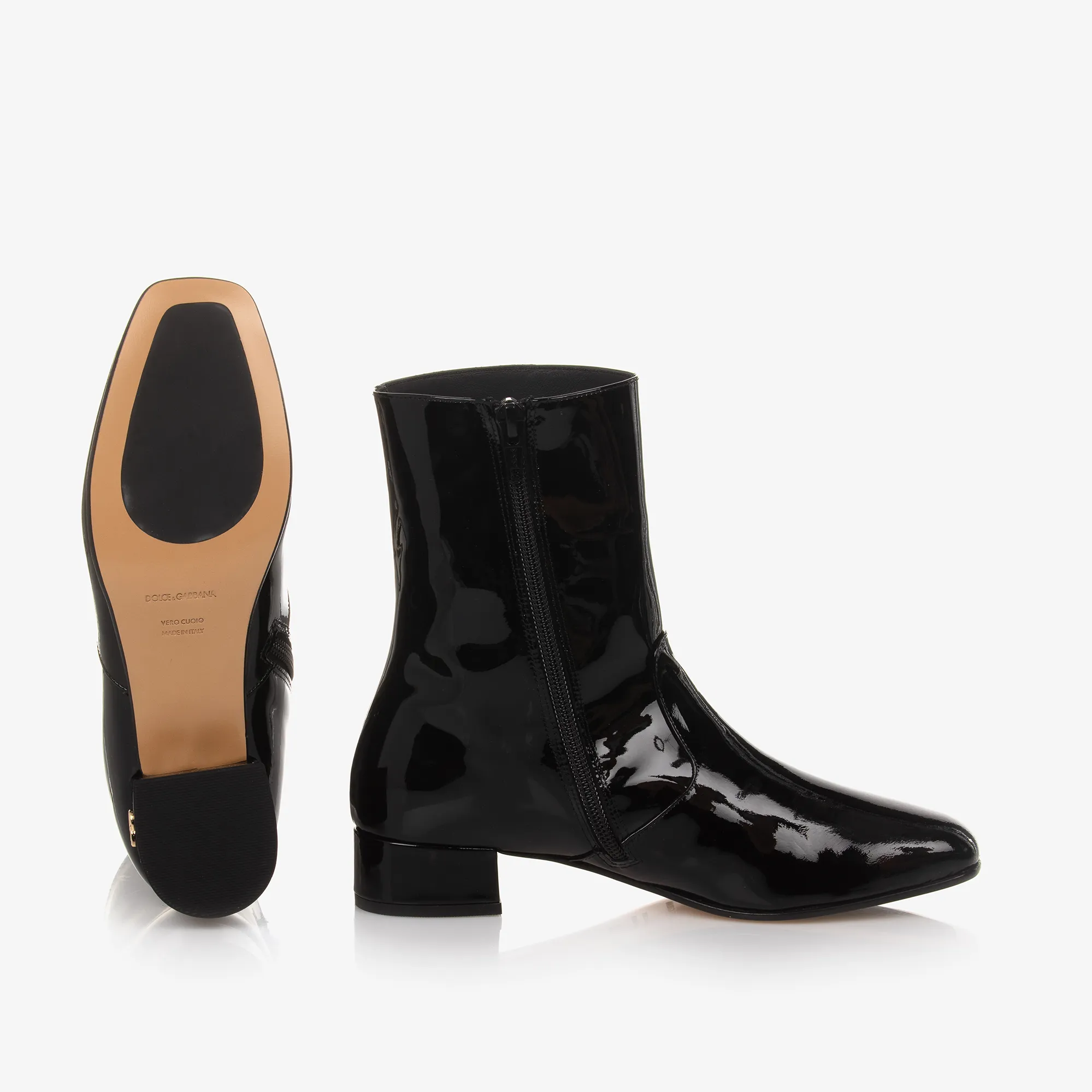 Girls Black Patent Leather Boots