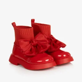 Girls Red Patent Faux Leather Boots