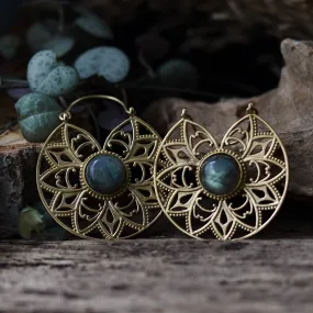 Golden Labradorite Mandala Earrings