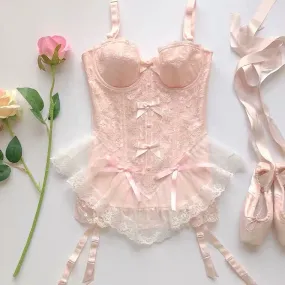 handmade Light pink ballet corset lingerie