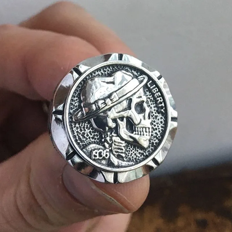 Hobo Nickel Brave Indian Biker Skull Rings