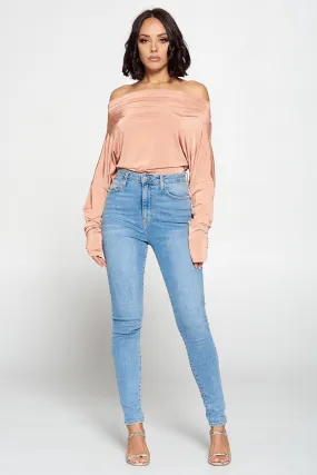 Jenna Multiway Self-Tie Peach One Shoulder Bodysuit