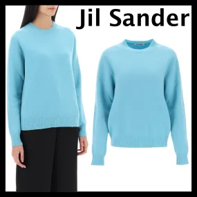 Jil Sander  |Crew Neck Casual Style Wool Long Sleeves Elegant Style