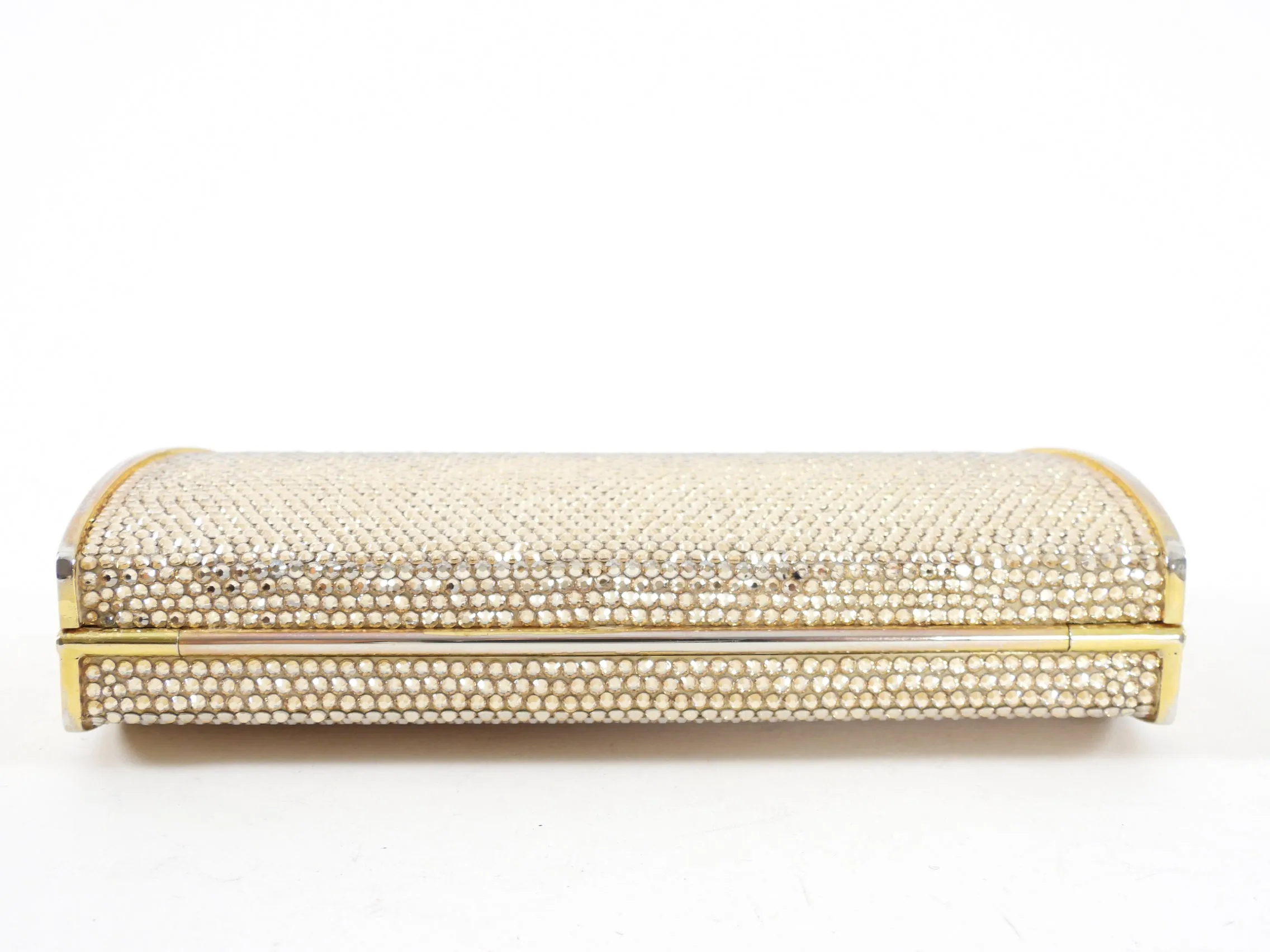 Judith Leiber Vintage Gold Strass Crystal Minaudiere Evening Bag