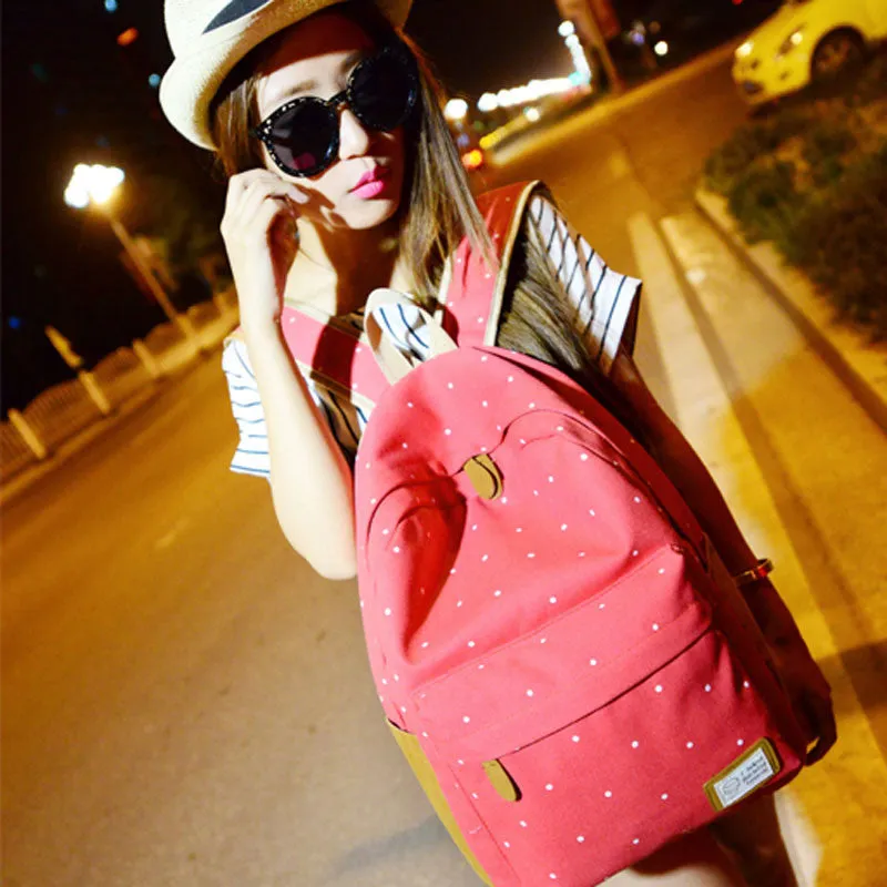 Korean Canvas Printing Backpack Women School Bags for Teenage Girls Cute Bookbags Vintage Backpacks