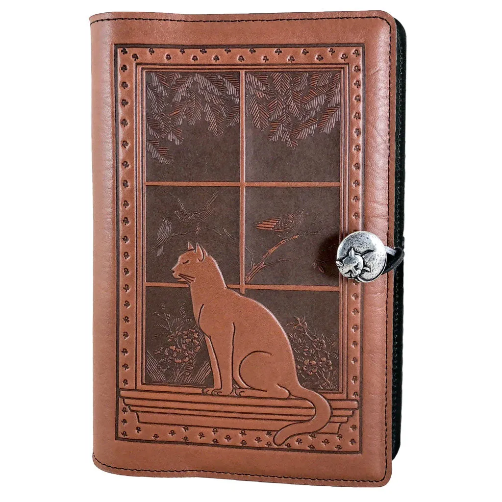 Large Leather Journal - Cat in Window in Saddle