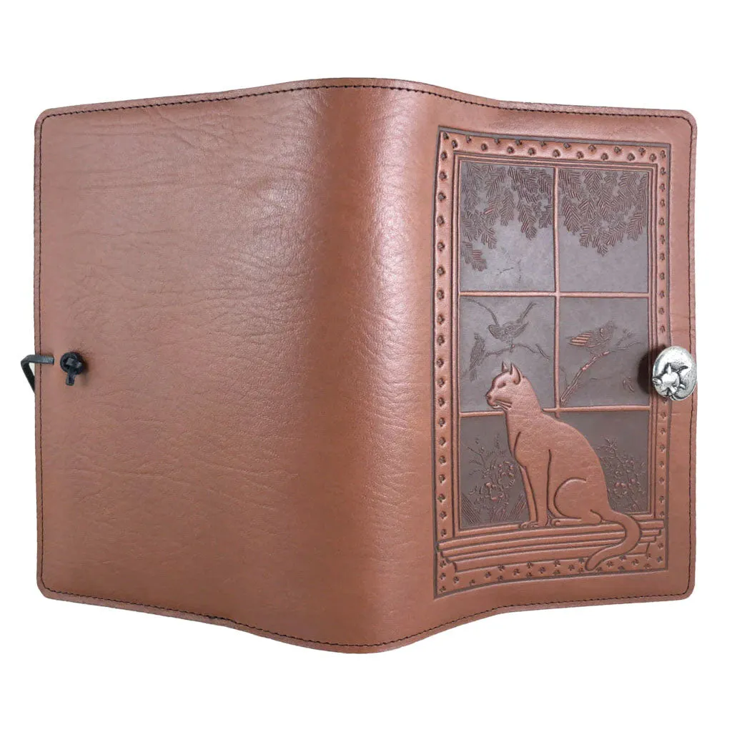 Large Leather Journal - Cat in Window in Saddle