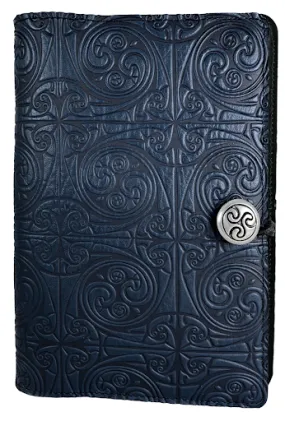 Large Leather Journal - Triskelion Knot in Navy