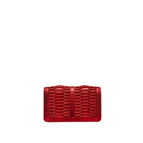 Lea red metallic braided clutch