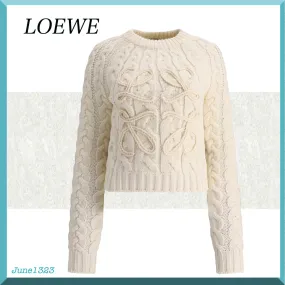 LOEWE  |Casual Style Wool Long Sleeves Plain Elegant Style Logo