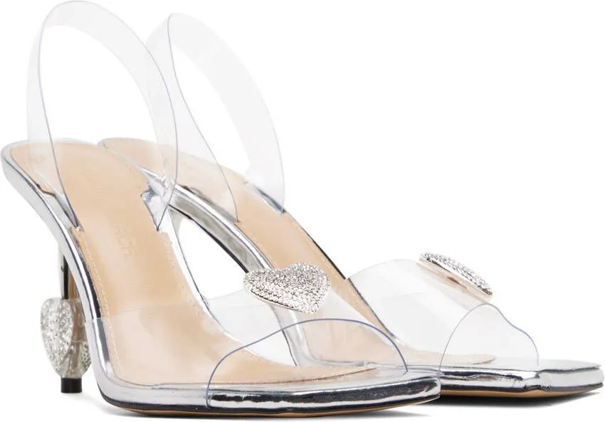 MACH & MACH Transparent Crystal Heart Heeled Sandals