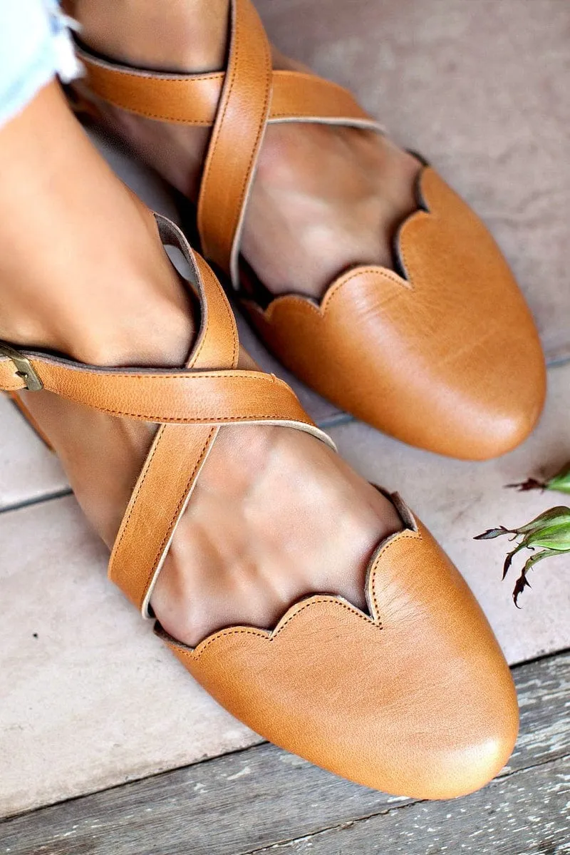 Mangrove Leather Flats in Vintage Tan