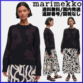 marimekko  |Crew Neck Flower Patterns Casual Style Wool Nylon Rib