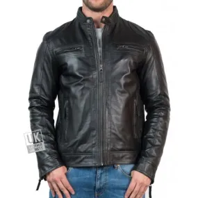Mens Black Leather Jacket - Ellis | UK Leather Jackets